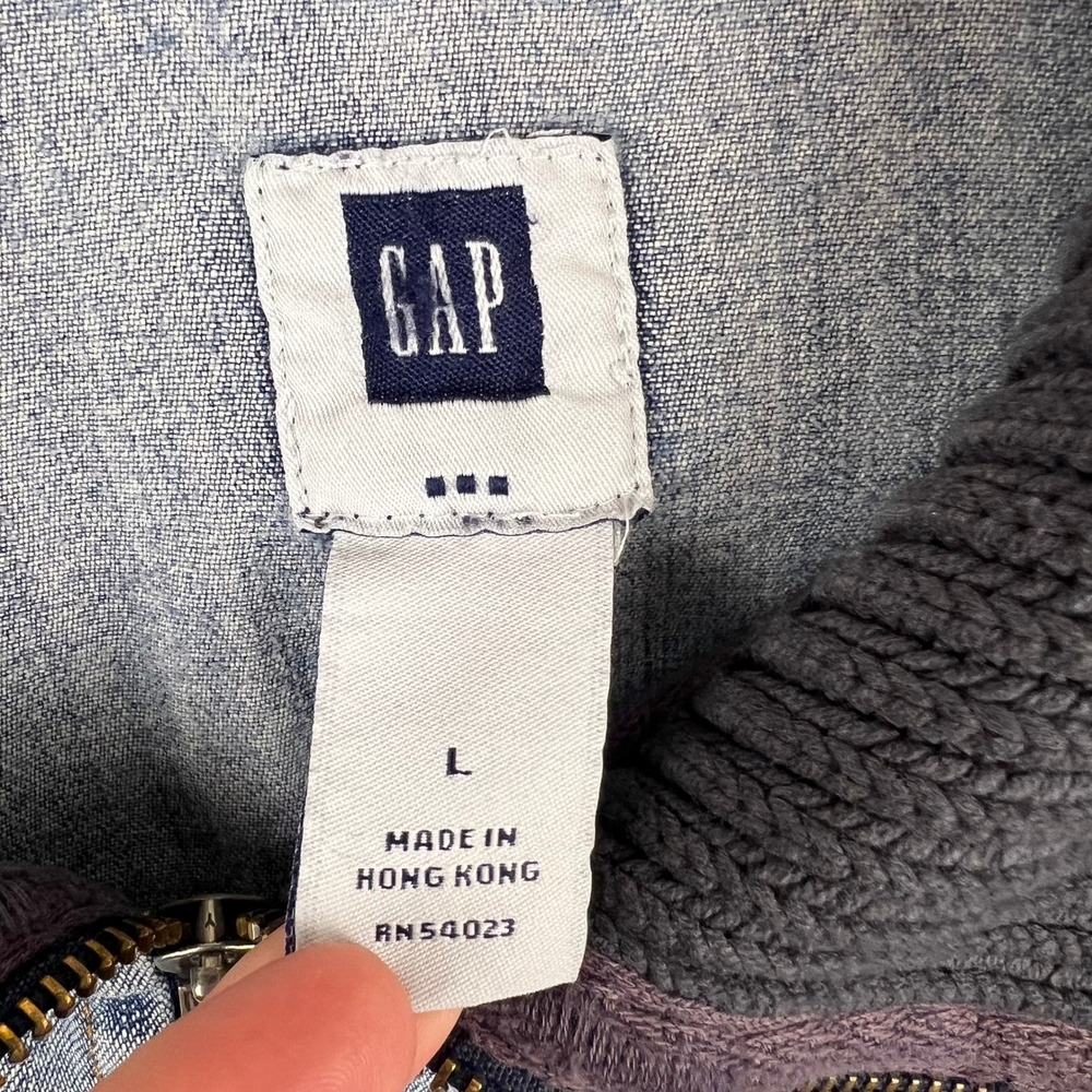 Vintage 2005 Gap Denim Jacket Womens Large Y2K Indie Grunge Mixed Media Fall Zip - Picture 4 of 12
